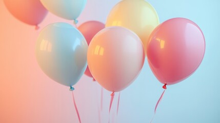 Pastel background featuring colorful balloons