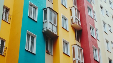 Fototapeta premium Colorful Contemporary Apartment Complex with Minimalist Style