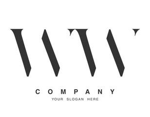 WW logo design. Initial letter w and w serif font style. Creative classic company name typography. Trendy logotype or identity.