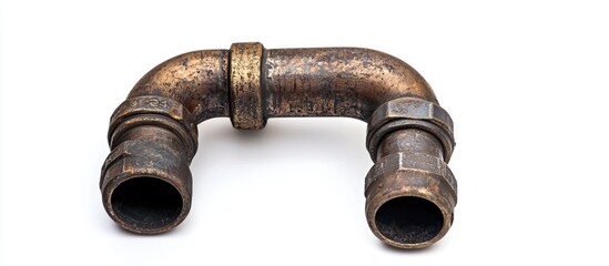 Iron Plumbing Hosepipe Isolated On White Background