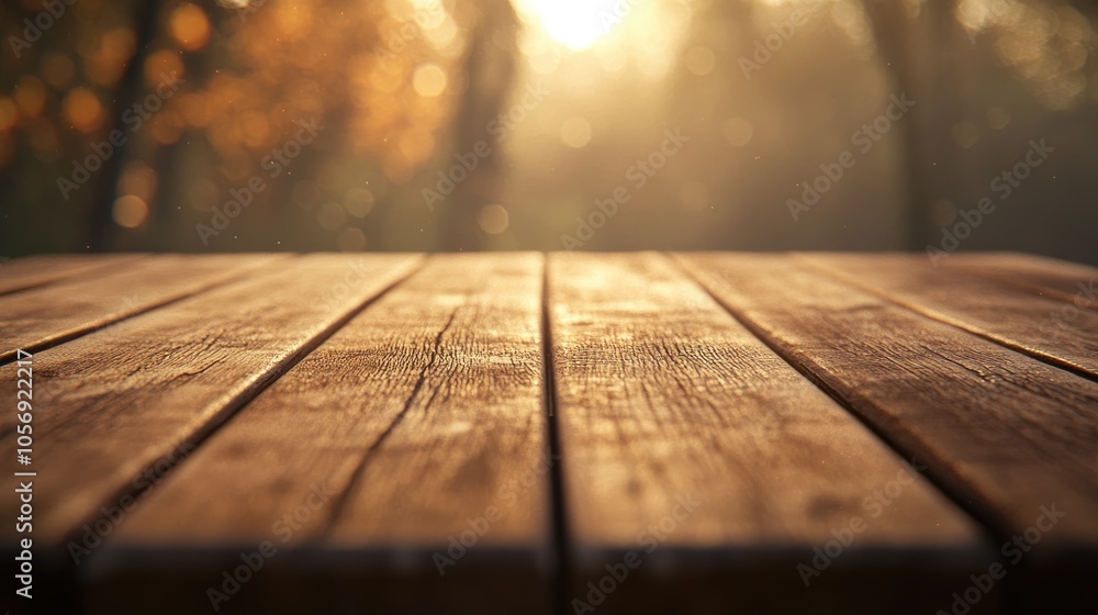 Poster wooden table with a smooth surface texture set against a blurred background captured in a high quali