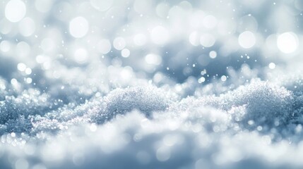 Fototapeta premium Close up macro image of snow Textured surface in a cold and bright ambiance featuring a blurred and out of focus effect