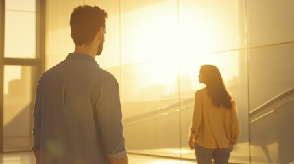 A couple embraces a moment together, illuminated by the warm glow of a sunset, evoking feelings of love and connection.