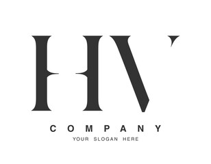 HV logo design. Initial letter h and v serif font style. Creative classic company name typography. Trendy logotype or identity.