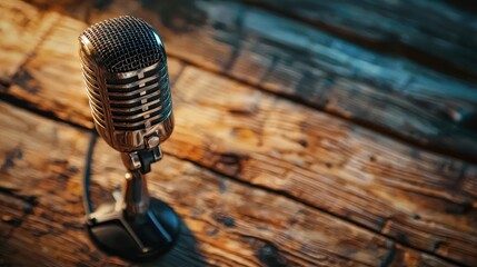 Wired Microphone For Vocals On A Wooden Table