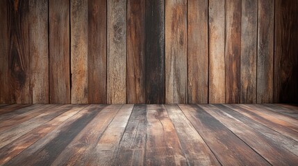 Naklejka premium Vintage wood wall and textured room background suitable for showcasing products or food in a creative display or montage