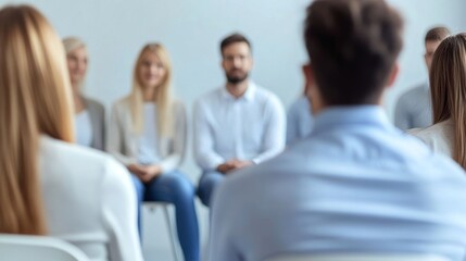 A diverse group of people engaged in a meeting, showcasing collaboration and discussion in a modern setting.