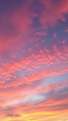 Vibrant sunset sky with swirling clouds in various hues of pink, orange, and blue, abstract, sunset