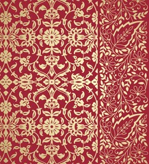 wedding card design, traditional paisley floral pattern , royal India	