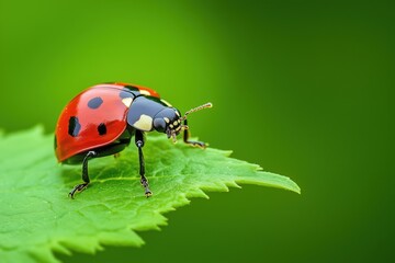 Fototapeta premium A ladybug is on a leaf