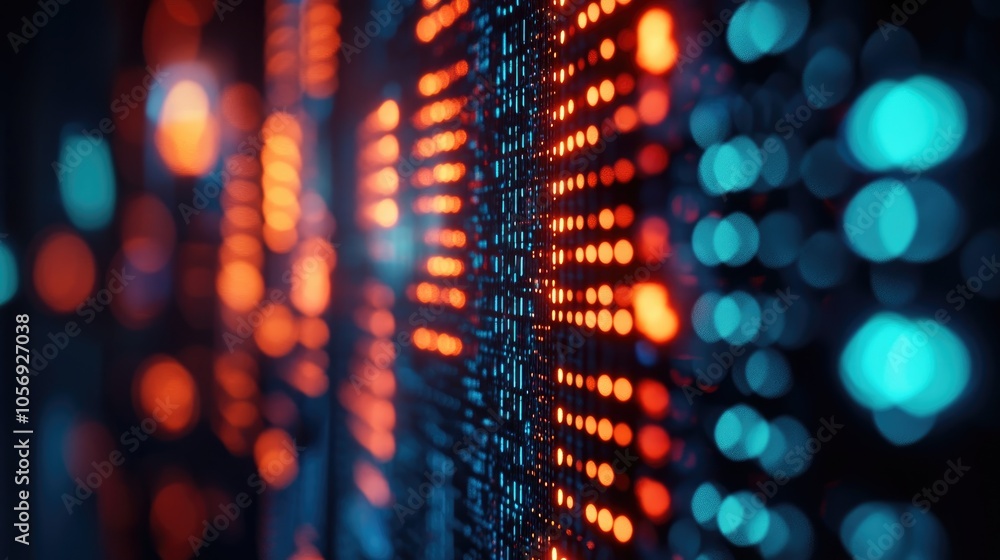 Poster a quantum computer leverages quantum phenomena for processing data close up with a blurred effect