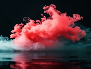 A red cloud of smoke is floating in the air