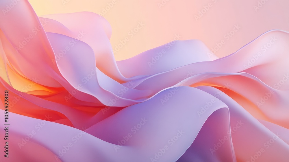 Poster Calming abstract forms with smooth movement against a delicate gradient backdrop