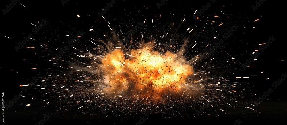 Poster fire of cracker explosion on black background