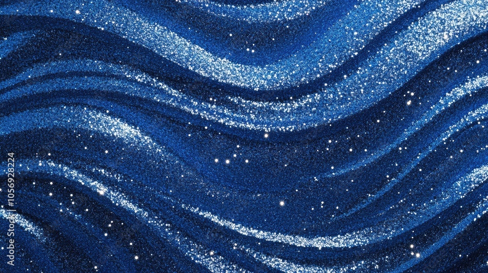 Poster abstract blue glitter wave texture with sequins