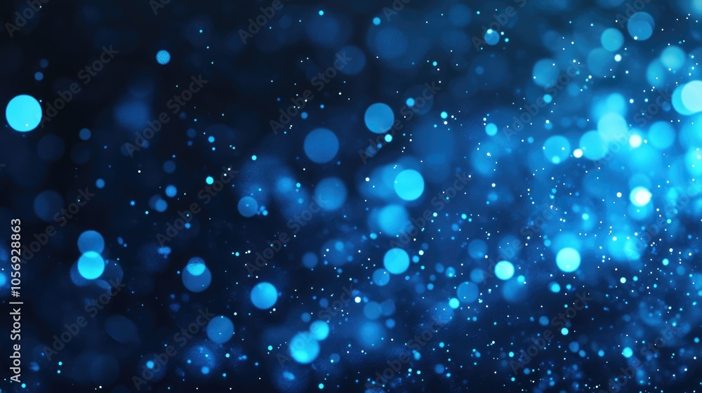 Poster blurry blue light dots create an abstract backdrop