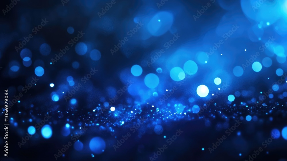 Poster blurry blue light dots create an abstract backdrop