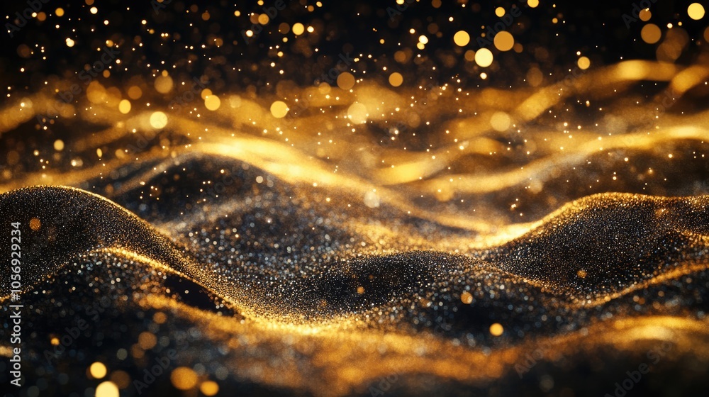 Aufkleber abstract light background featuring digital gold particle waves shimmering floor star like dust and 