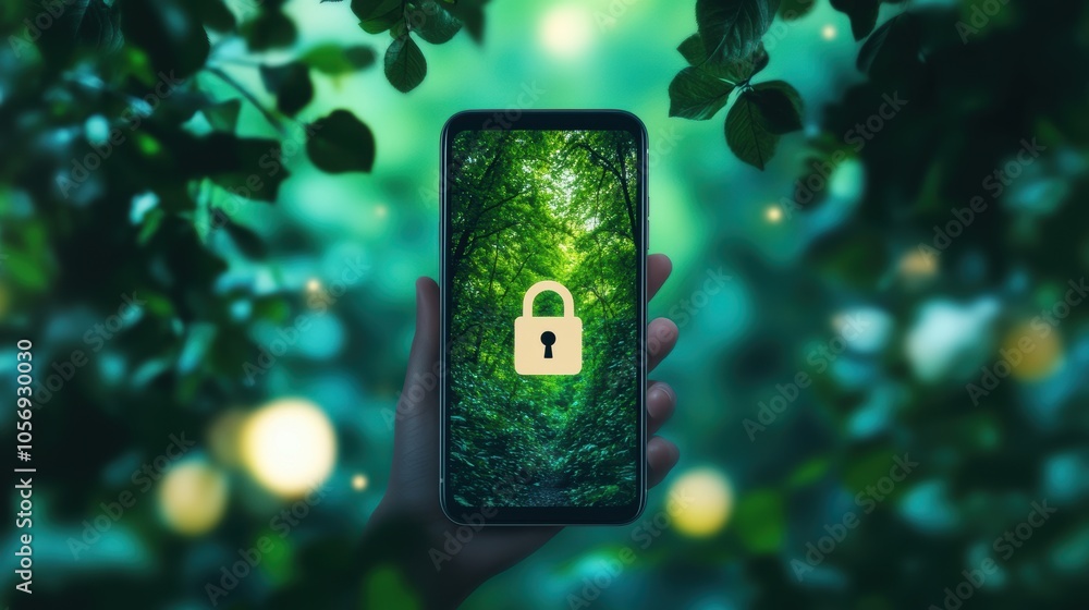 Poster a hand holding a smartphone with a lock icon on the screen, signifying secure communication through 