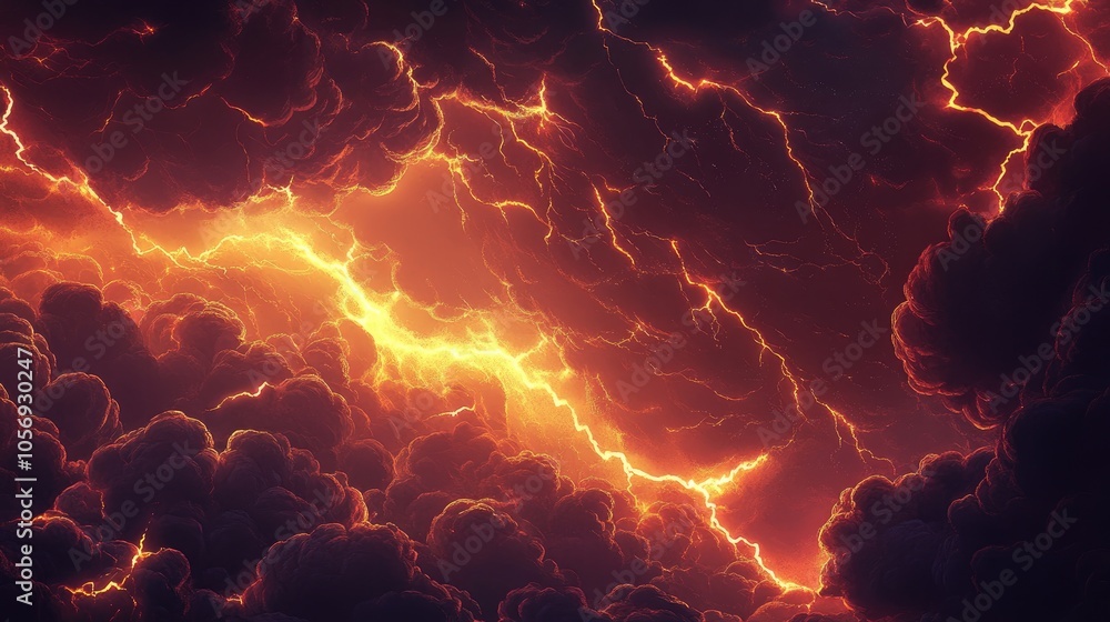 Aufkleber mahogany sky filled with clouds features a storm with wind and rain dramatic dark backdrop with glow