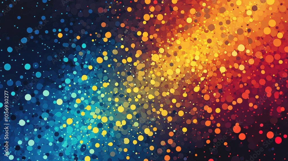 Poster A vibrant abstract backdrop featuring numerous small colorful dots