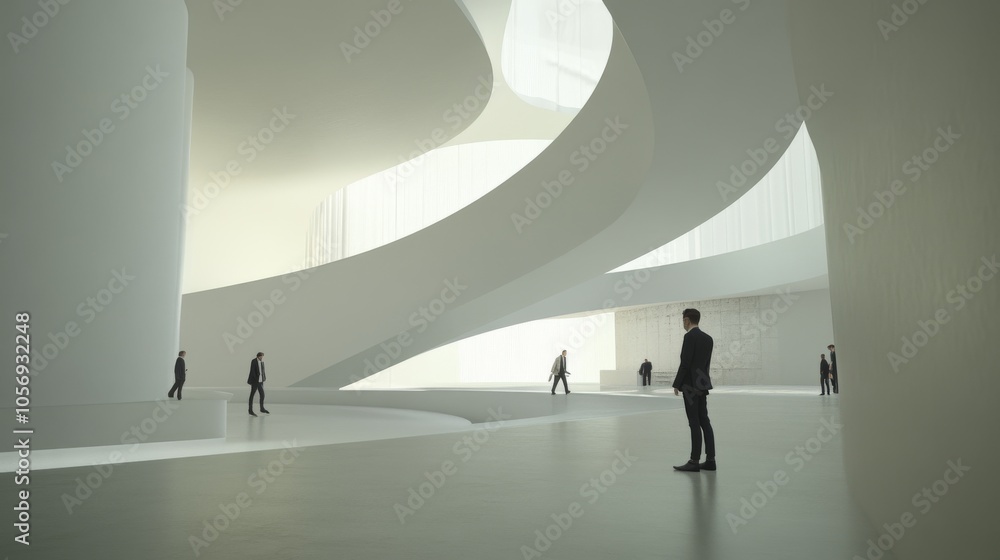 Poster a modern architectural space showcasing sleek lines and minimal design, evoking a sense of openness 