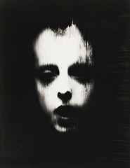 Mysterious blurred ghostly face obscured by shadows