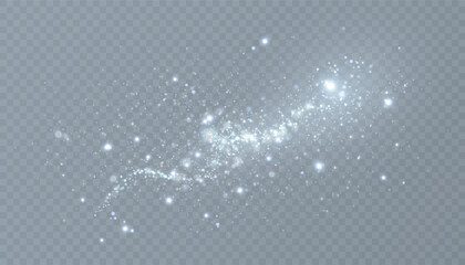 Light effect with many shiny shimmering particles isolated on transparent background. Star cloud vector with dust.