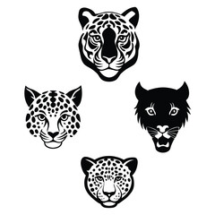 Vintage Tiger and Leopard Print Pattern Set – Hand-Drawn Safari Skin Illustrations