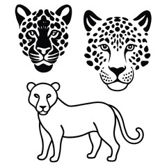 Vintage Tiger and Leopard Print Pattern Set – Hand-Drawn Safari Skin Illustrations