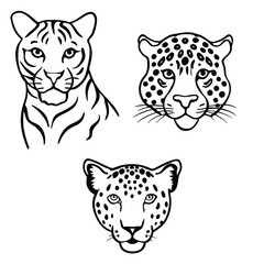 Vintage Tiger and Leopard Print Pattern Set – Hand-Drawn Safari Skin Illustrations