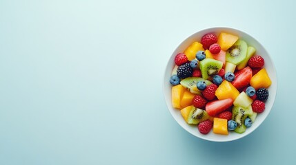 Fresh Colorful Fruit Salad in a White Bowl