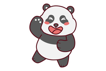 Naklejka premium Happy Cute Panda Dancing Illustration