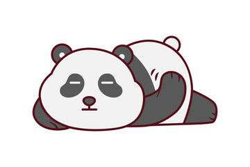 Cute bored Panda in Prone Pose Illustration