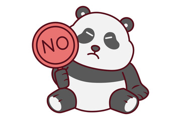 Cute Panda holding NO Sign Illustration