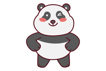 Cute Panda Winking with Hand on Hips Illustration