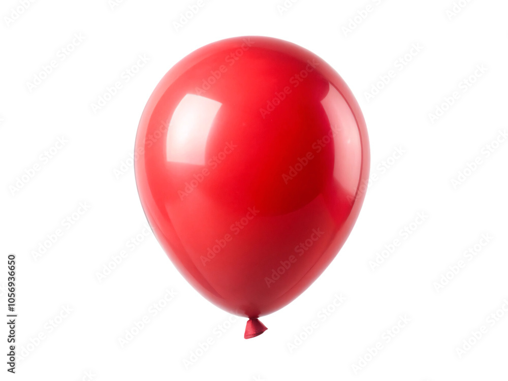 Poster a red balloon with a shiny surface, capturing light reflections. its smooth, spherical shape adds to