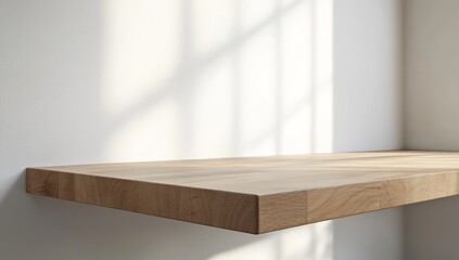 Empty Wooden Corner Shelf