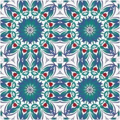 Retro mosaic pattern, Evil eye beads and geometric shape patterns.