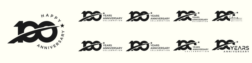 collection of creative number 100 logo designs. abstract one hundred design vector illustration