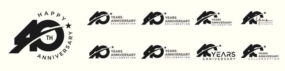 collection of creative number 40 logo designs. abstract forty design vector illustration