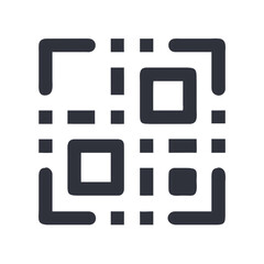 Sleek black QR code with rounded edges, conveying a modern, tech-inspired look with a clean finish, set against a transparent background