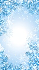 Winter Wonderland: A Frosty Backdrop of Snowflakes and Pine Branches