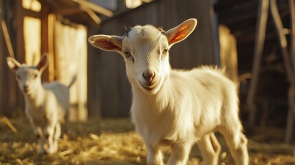 Fototapeta premium Adorable Baby Goat in a Farm Setting
