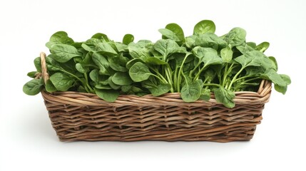Naklejka premium Fresh Spinach in a Wicker Basket
