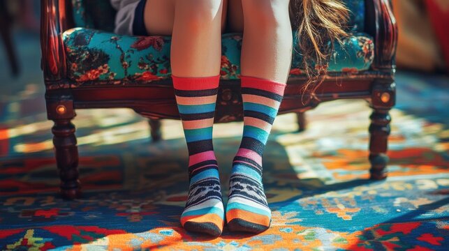Colorful Socks on a Cozy Chair - Powered by Adobe