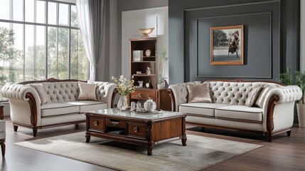 Elegant Living Room with Classic Furniture Design