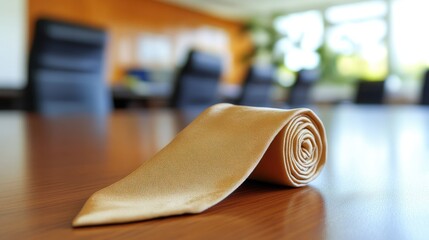 Elegant Tie on Office Table Surface