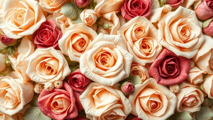Minimalist Floral Pattern with Beige Roses in Dark Background for High-Resolution Photography