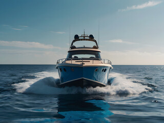 Fototapeta premium a luxury yacht slicing through the blue waves.